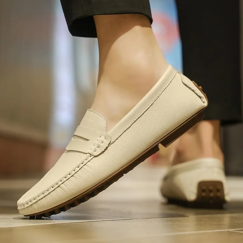 Men's Loafers Shoes Solid Color Leather Penny Driving Loafers Lightweight Comfortable Resistant Prom Walking Slip On