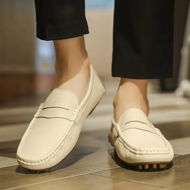 Men's Loafers Shoes Solid Color Leather Penny Driving Loafers Lightweight Comfortable Resistant Prom Walking Slip On