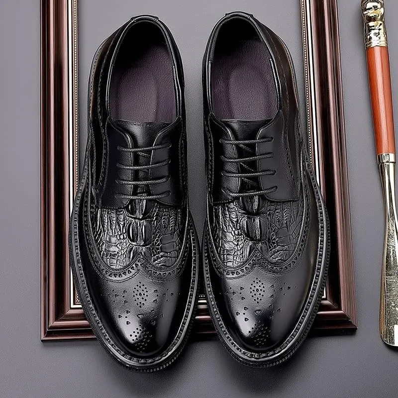 Mens Oxford Men Luxury Oxford Superior Flexural Leather Fashion Dress Shoes Mid Chunky Heels Non Slip Casual Business Loafers Low Top Work Formal Shoes Dress Shoes(9)