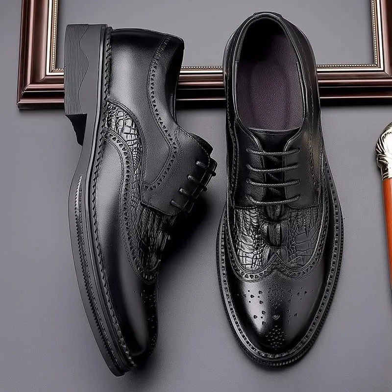 Mens Oxford Men Luxury Oxford Superior Flexural Leather Fashion Dress Shoes Mid Chunky Heels Non Slip Casual Business Loafers Low Top Work Formal Shoes Dress Shoes(9)