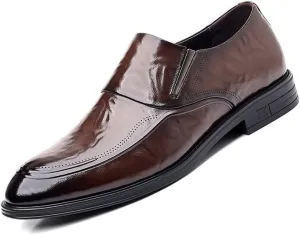 Mens Oxford Men's Fashion Luxury Soft Leather Dress Shoes Classic Pointed Toe Oxfords Shoes for Men Non Slip Formal Business Derby Wedding Formal Shoes Dress Shoes(Brown,7)