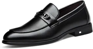 Mens Oxford Men's Leather Platform Fashion Slip-On Loafers Shoes Luxury Pointed Toe Non-Slip Dress Shoes Casual Low Block Heel Business Work Office Formal Shoes Dress Shoes(9)