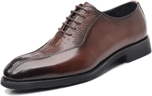 Mens Oxford Mens Luxury Business Casual Oxford Shoes Black Leather Suit Formal Shoes Comfortable Wedding Casual Dress Shoes Non Slip Casual Business Work Formal Shoes Dress Shoes(Brown,6.5)