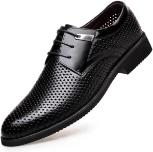 Mens Oxford Men's Summer Breathable Dress Shoes Classic Lace-up Formal Tuxedo Derby Shoes Modern Wedding Office Work Tuxedo Oxford Shoes Dress Shoes(Black,10)