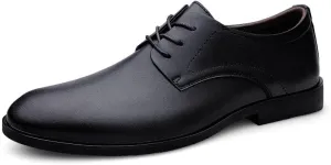 Men's Slip On Dress Shoes Men Classic Modern Wedding Formal Oxford Shoes Non-Slip Waterproof Business Derby Shoes(Black,7)