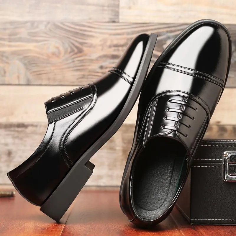 Men's Slip-On Dress Shoes Men Genuine Leather Vintage Oxfords Shoes Casual Retro Wedding Comfortable Loafers