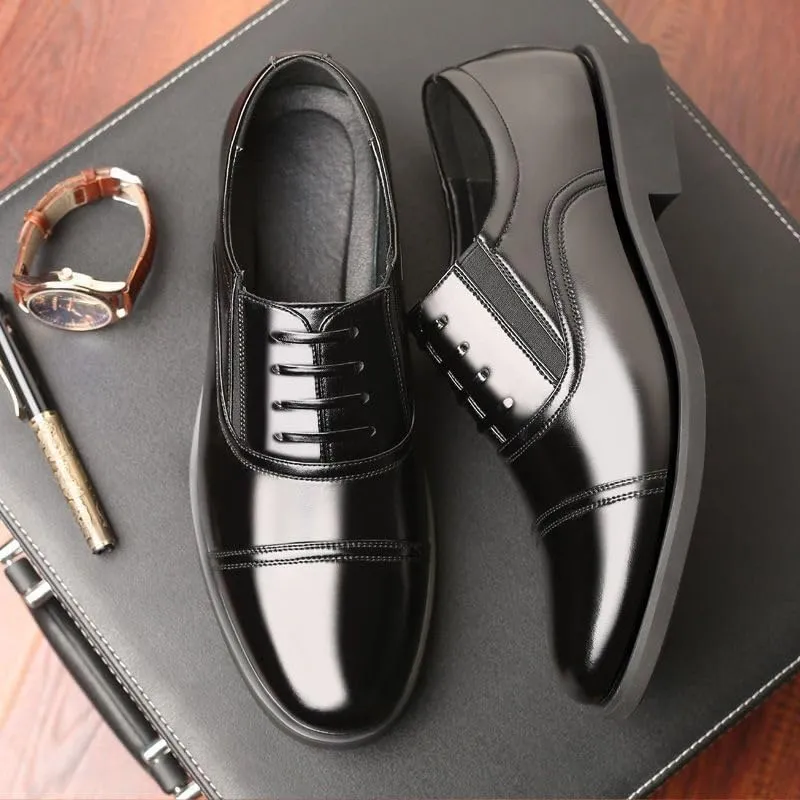 Men's Slip-On Dress Shoes Men Genuine Leather Vintage Oxfords Shoes Casual Retro Wedding Comfortable Loafers
