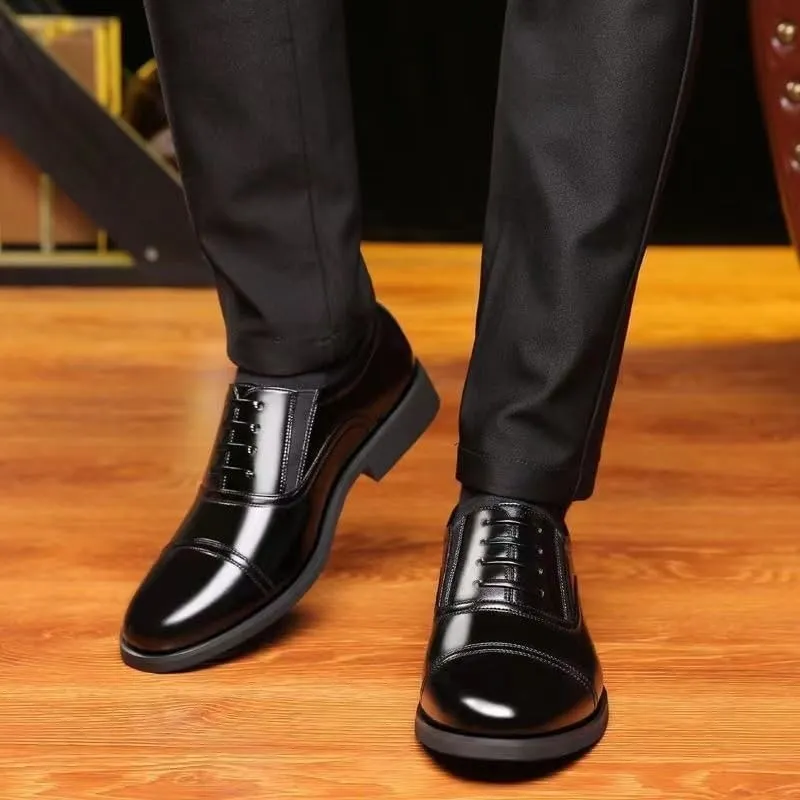 Men's Slip-On Dress Shoes Men Genuine Leather Vintage Oxfords Shoes Casual Retro Wedding Comfortable Loafers