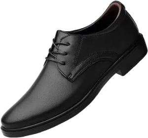Men's Vintage Leather Lace Up Dress Shoes Retro Pointed Toe Non-Slip Business Oxford Shoes Formal Dress Derby Shoes for Men(Black,9)