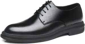 Men's Vintage Leather Lace Up Platform Oxfords Shoes Modern Low Top Pointed Toe Tuxedo Derby Shoes