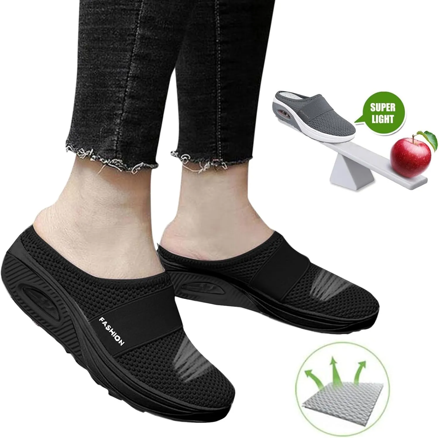 Mesh Sandals Women Casual Breathable Sneakers Fashion Slip on Walking Sandals Breathable Running Shoes