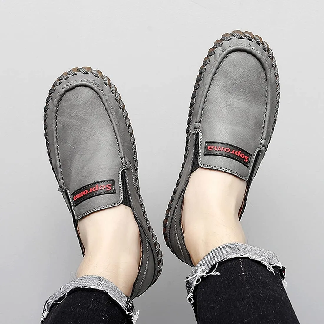 Minishion Mens Dress Slip on Shoes Stiching Walking Loafers Moccasins