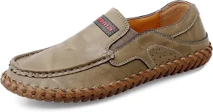 Minishion Mens Dress Slip on Shoes Stiching Walking Loafers Moccasins