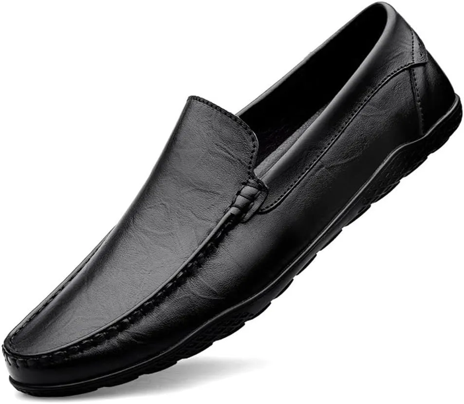 Party Loafers for Men Faux Leather Classic Round Toe Party Rubber Sole Slip Shoe Slip On