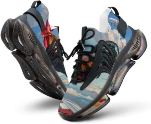 Rooster is Standing on American Airplane Men's Running Shoes Lightweight Walking Shoe Breathable Sneaker