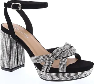 TOP Moda Women's Ankle Strap Open Toe Platform Dressy Formal Strappy Rhinestone Sandals