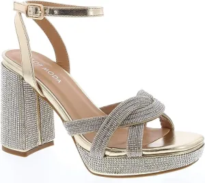 TOP Moda Women's Ankle Strap Open Toe Platform Dressy Formal Strappy Rhinestone Sandals