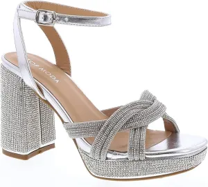 TOP Moda Women's Ankle Strap Open Toe Platform Dressy Formal Strappy Rhinestone Sandals