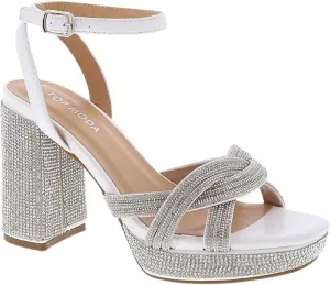 TOP Moda Women's Ankle Strap Open Toe Platform Dressy Formal Strappy Rhinestone Sandals