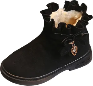 Winter Kids Snow Boots Lace up Waterproof Combat Boot with Zipper Winter Low Heel Faux Fur Lined Snow Boots