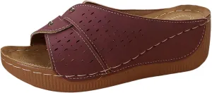 Women Summer Sandals Low Heel Slip On Casual Comfortable Arch Support Beach Walking Shoes for Daily Outfits