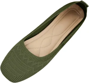 Women's Casual Flat Shoes Breathable Knit Slip On Comfortable Ballet for Daily Wear Spring Summer