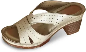 Women's Open Toe Heeled Sandals Slip On Slippers Chunky Mid Heel Summer Casual Comfortable Slide Walking Shoes Backless Mules Adjustable Ankle Strap