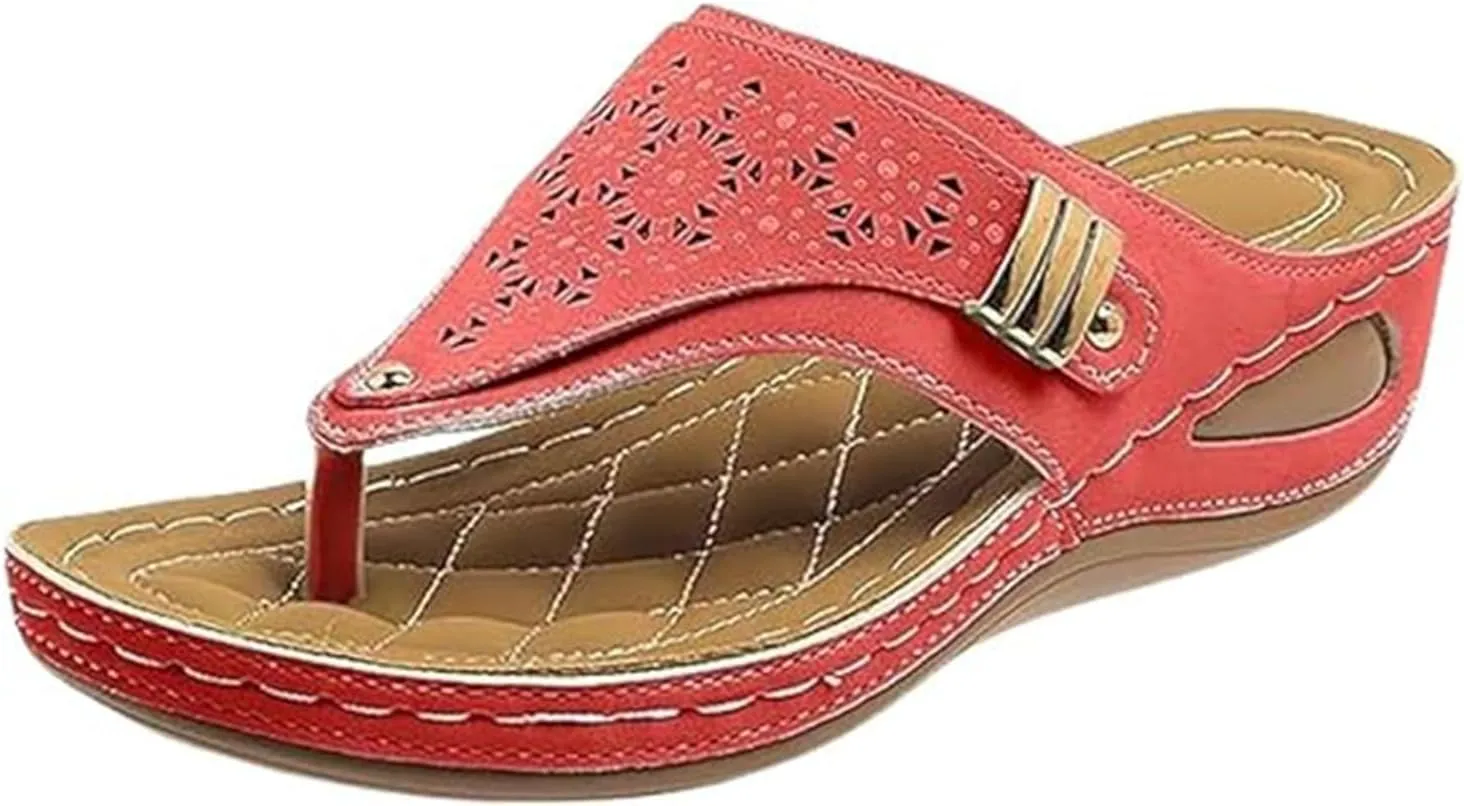 Women's Summer Sandals Casual Slip On Flip Flops with Arch Support Comfortable Beach Thong Shoes for Walking and