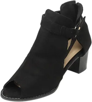 ZBYY Womens Cutout Ankle Strap Buckle Sandals Hollow Out Side Zipper Chunky Heeled Open Toe Pumps Sandals Dress Shoes